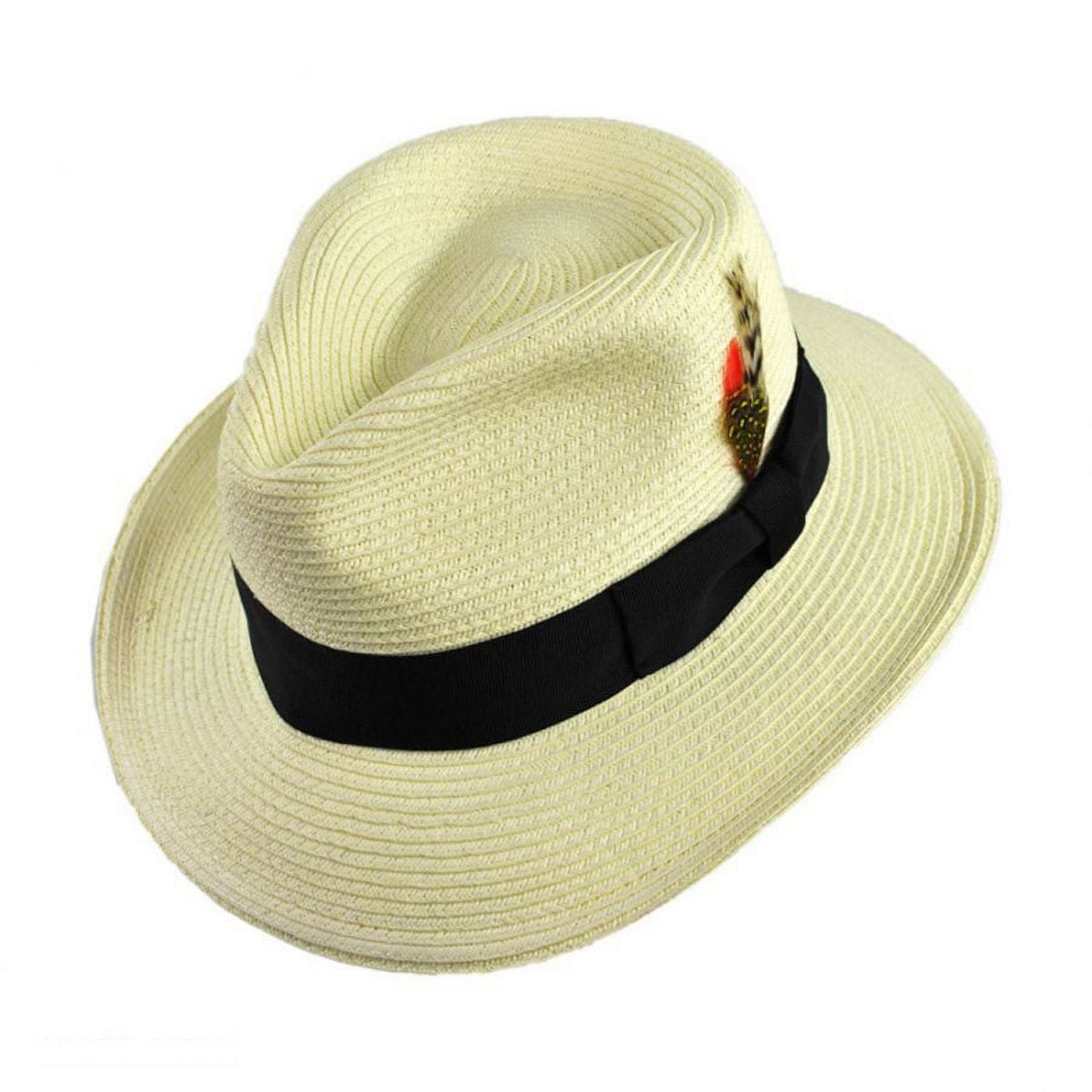 Summer C-Crown Toyo Straw Fedora Hat - XL - Ivory - image 1 of 9