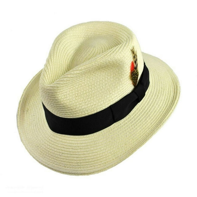 Summer C-Crown Toyo Straw Fedora Hat - XL - Ivory