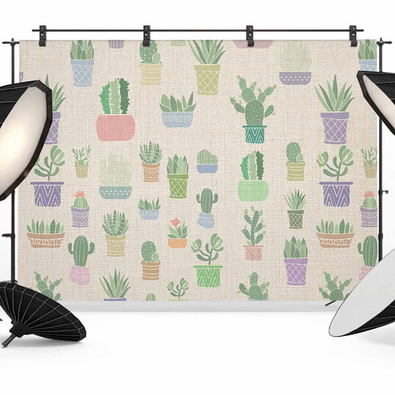 Summer Cactus Backdrop for Photography, Succulents Green Plants Linen Style Photo Backdrop Portrait Background Party Banner Photo Backgrounds for Studio Booth Props, 8x6ft