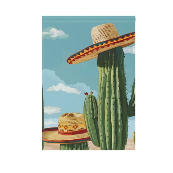 Summer Cactus Garden Flag House Banner 12" x 18" Double Sided Outdoor Yard Decoration