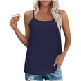 thumbnail image 1 of Summer Camisole Tops for Women 2025 Solid Color Casual Basic Tank Top Cami Vest Spaghetti Strap Cooling Blouses (XX-Large, Dark Blue), 1 of 7