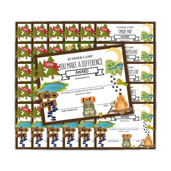 Summer Camp Camper Superlatives Awards 30pk 8.5x11 Counselor Outdoor Recreation Most Likely to Team Spirited Loudest Mentor Funny Certificate