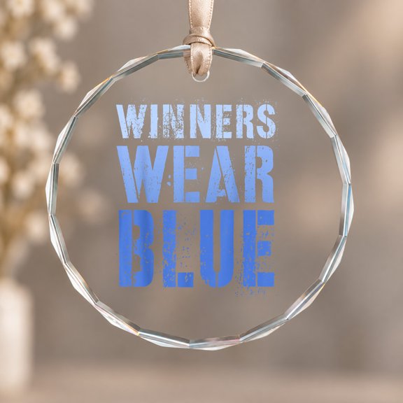 Summer Camp Winners Wear Blue Team War Game Day Spirit Week Theme Ornament, Room Decor, Circle Glass Ornament