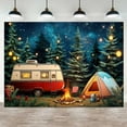thumbnail image 1 of Summer Camping Decor Backdrops for Photoshoot, Camping Forest Campfire Camp Themed Party Picture Decorations Wall Backdrop for Photography Banner, Photographic Studio Photo Backgrounds 15X10 FT, 1 of 4
