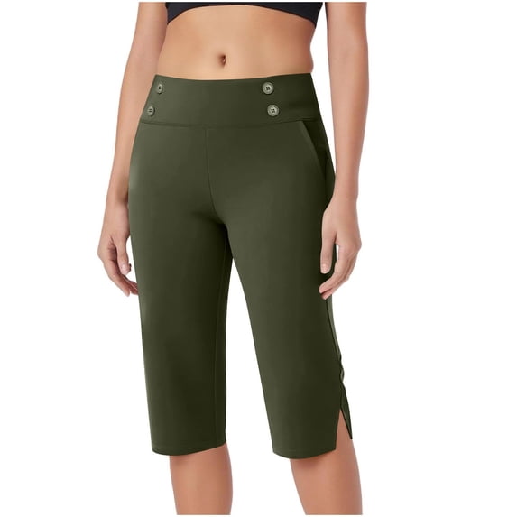 Summer Capri Pants,Capris for Seniors Women High Waist Stretch Womens Golf Pants Summer with Pockets Work Casual