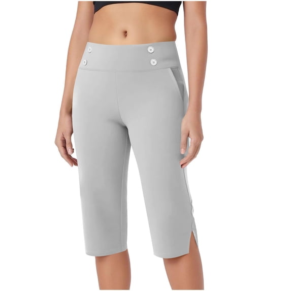 Summer Capri Pants,Capris for Seniors Women High Waist Stretch Womens Golf Pants Summer with Pockets Work Casual