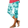 thumbnail image 1 of Summer Capris Pants for Women Athletic Tight Tie-Dying Print Elastic Waist Trousers Lightweight Workout Slimming Bottoms, Multicolor, XXXL, 1 of 5