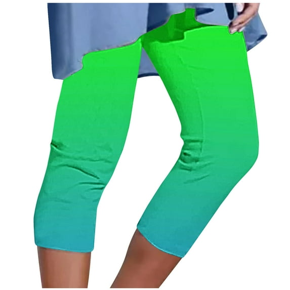 Summer Capris for Women 2025, Womens Lightweight Capri Leggings Under Dress or Long Tunic Tops Stretchy Yoga Pants (M, Green 03)