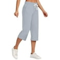 thumbnail image 1 of Summer Capris for Women with Pockets Plus Size Cotton Linen Drawstring Elastic Waist Wide Leg Capri Pants (2XL, Gray), 1 of 6