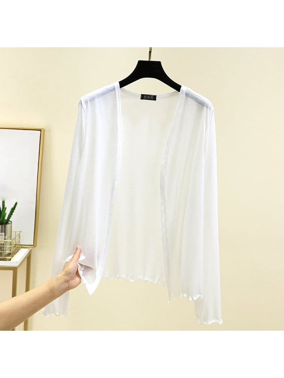 Summer Cardigan Cardigan Sweaters Cardigan Plus Size Thin Cardigan Summer Sweater Sheer Cardigan Thin Summer Cardigan Open Front Beach Sweater Light Cardigans Beach Cover Up White L