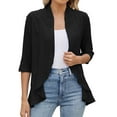 thumbnail image 1 of Summer Cardigan New Solid Color Cardigan Coat With Cropped Sleeves Ruffled Top Light Cardigans Women Summer Black XXL, 1 of 6