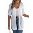thumbnail image 1 of Summer Cardigan Sweaters for Women Light-Weight Half Sleeve Open Front Cropped Crochet Beach Cover Ups White M, 1 of 8