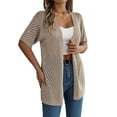 thumbnail image 1 of Summer Cardigan Women'S Short Sleeve V Neck Crochet Loose Front Open Hollow Cover Up Khaki L, 1 of 5