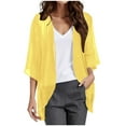 thumbnail image 1 of Summer Cardigan Women Solid Elegant Puff Sleeve Chiffon Cardigan Cover Up Blouse Top Summer Cardigans Women Lightweight Yellow XXXXL, 1 of 4