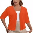 thumbnail image 1 of Summer Cardigans for Women Lightweight Plus Size Open Front Elbow Length Sleeve V Neck Comfy Bolero Solid Color Coat Tops Casual Shrugs for Women RD2 XXXXXL, 1 of 7