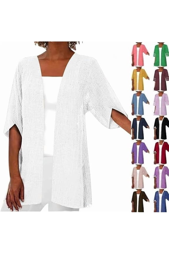 Summer Cardigans for Women Cotton Short Sleeve Cardigan Open Front Shawls Casual Lightweight Beach Cover Ups