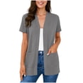 thumbnail image 1 of Summer Cardigans for Women Lightweight Open Front Short Sleeve Kimono Cardigans with Pockets Loose Beachwear Cover Up, 1 of 8