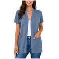thumbnail image 1 of Summer Cardigans for Women Lightweight Open Front Short Sleeve Kimono Cardigans with Pockets Loose Beachwear Cover Up, 1 of 8