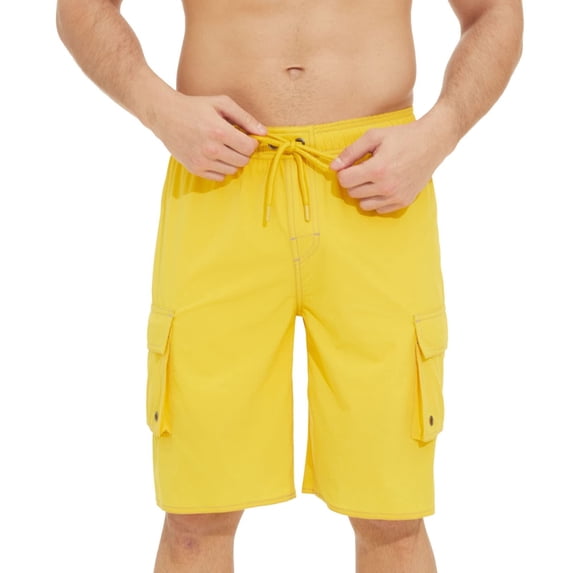 Summer Cargo Shorts Men Multi-Pockets Elastic Waist Drawstring Knee Length Hiking Short Pants Fathers Gift