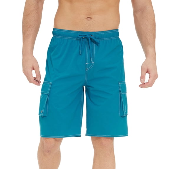 Summer Cargo Shorts Men Multi-Pockets Elastic Waist Drawstring Knee Length Hiking Short Pants Fathers Gift