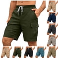 thumbnail image 1 of Summer Cargo Shorts for Men Casual Solid-Color Work Short Pants with Drawstring Elastic Waistband and Pockets, 1 of 9