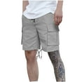 thumbnail image 1 of Summer Cargo Shorts for Men Plus Size Elastic Waist Solid Color Athletic Running Gym Workout Casual Fast-Drying Activewear Shorts with Pockets Gray S, 1 of 9