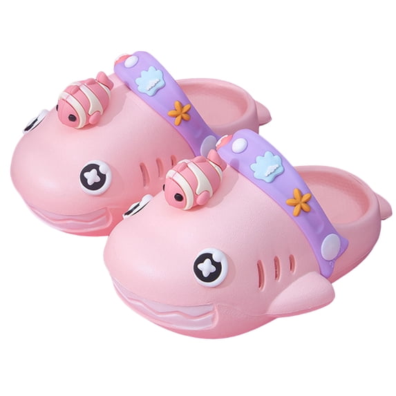 Kids Girls Cartoon Shark Clogs Waterproof Slip On Water Shoes Non Slip Quick Drying Lightweight Summer Beach Pool Shower Slippers