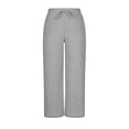 thumbnail image 1 of GPOECD Summer Casual Blend Elastic Waist Pants Straight Wide Leg Long with Pockets for Women Wide Leg Trousers Women Grey,S, 1 of 5