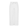 thumbnail image 1 of GPOECD Summer Casual Blend Elastic Waist Pants Straight Wide Leg Long with Pockets for Women Wide Leg Trousers Women White,M, 1 of 5