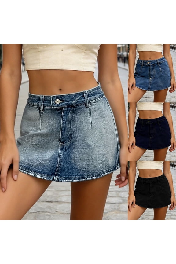 Summer Casual Denim Skirt Trendy Multi Color Style BU2 M