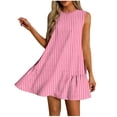 thumbnail image 1 of Summer Casual Dresses for Women's Print Sleeveless Dress Crew Neck A Line Dress Flattering Daily Vacation Outfits Pink-Striped S, 1 of 7