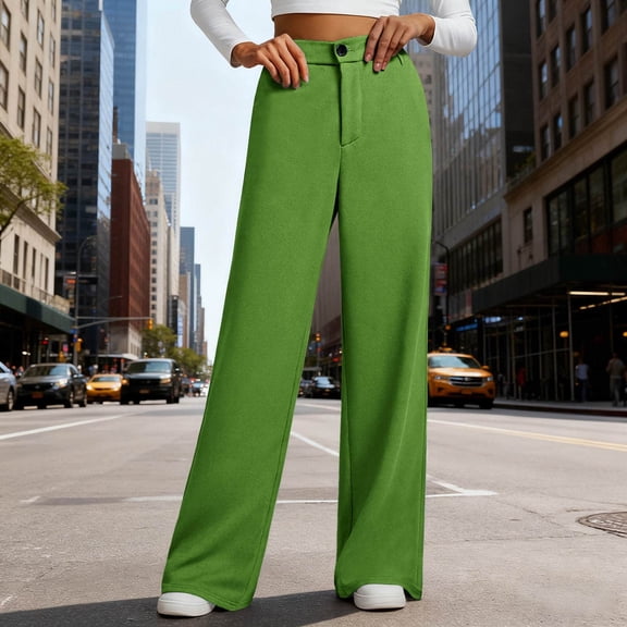 Summer Casual Dressy Pants for Women Trousers Sports Pants Casual Pants Elastic Waistband with Buttons Size S-2XL