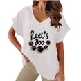 thumbnail image 1 of Summer Casual Linen Tops for Women July 4th Print Oversized Fit V Neck Short Sleeve T Shirts Loose Festive Tees (XX-Large, White 01), 1 of 4