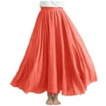 thumbnail image 1 of Summer Casual Maxi Skirts for Women 2025 New Womens Linen Ankle Skirts Summer Boho Beach Elastic High Waist Pleated A-Line Flowy Long Maxi Skirts Orange One Size, 1 of 6