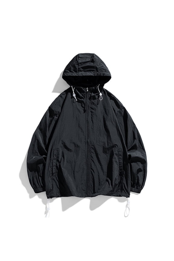 Summer Casual Men' Coat Sun Protection Clothing Korean Style Streetwear Zipper Hooded Jackets Man