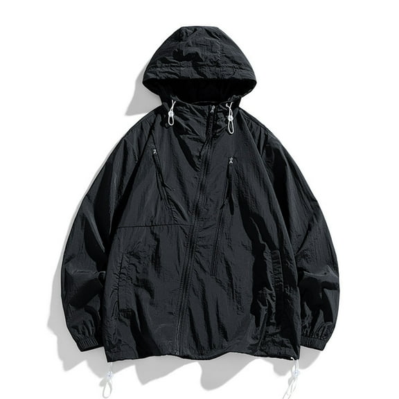 Summer Casual Men' Coat Sun Protection Clothing Korean Style Streetwear Zipper Hooded Jackets Man