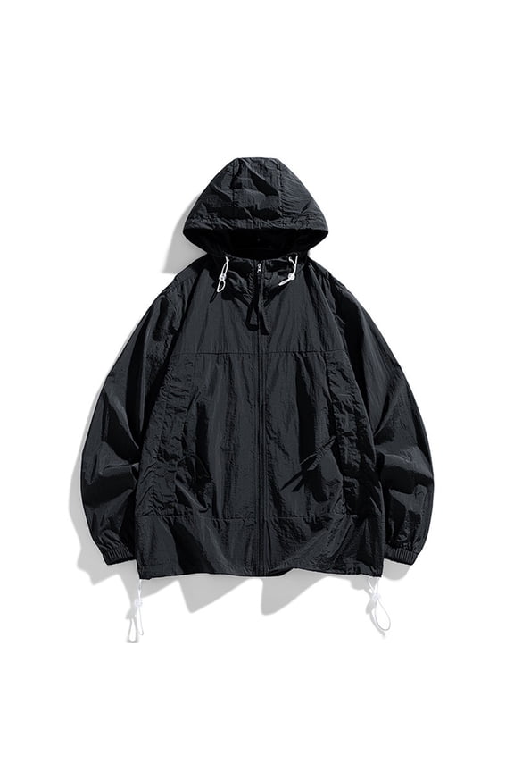 Summer Casual Men' Coat Sun Protection Clothing Korean Style Streetwear Zipper Hooded Jackets Man