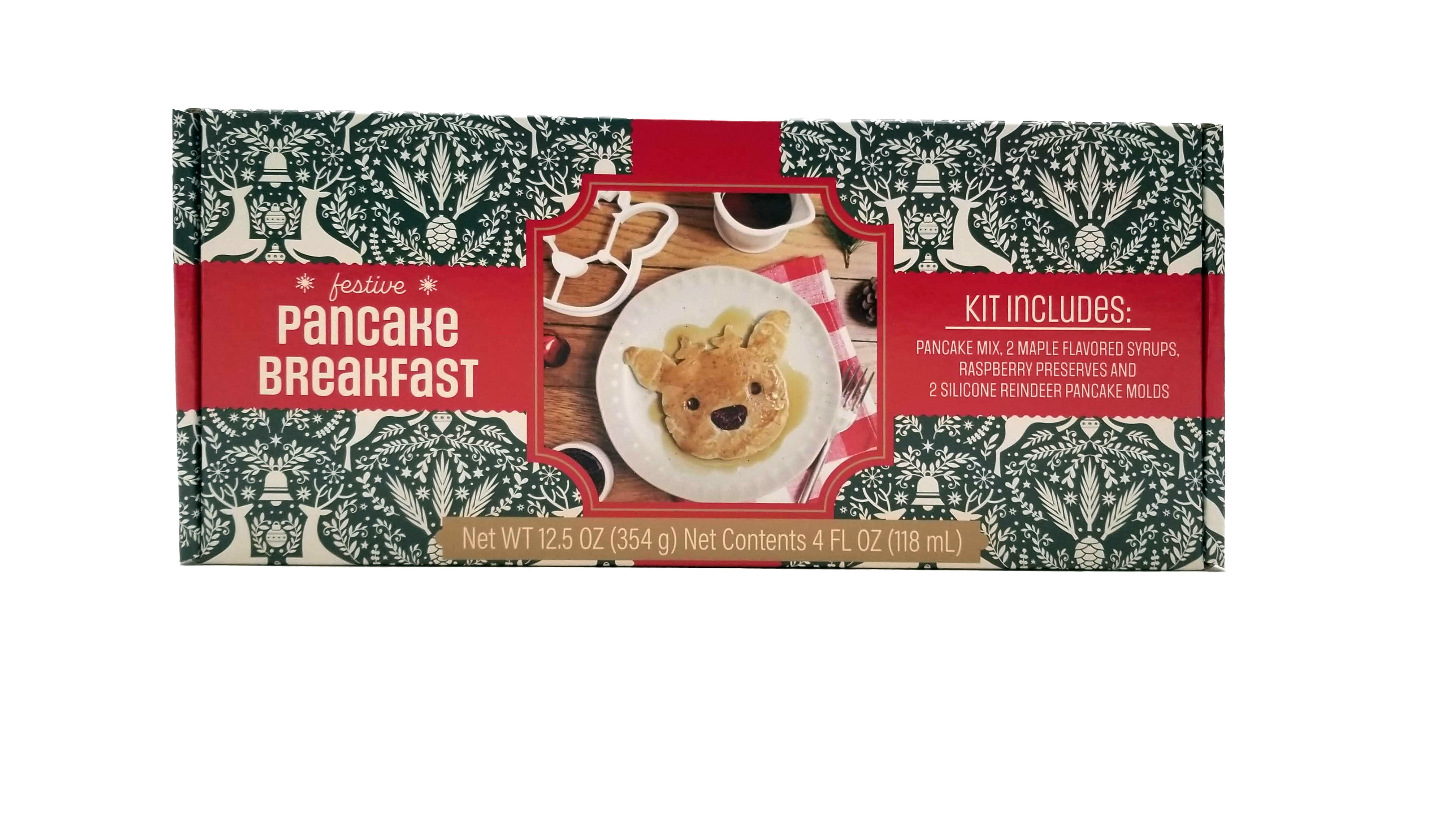 Pancake Party Breakfast Gift Set with Pancake Mix, Syrup and Pancake Molds, 12.5oz