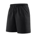 thumbnail image 1 of Summer Casual Mens Shorts Drawstring Elastic Waist Solid Color Short Pants with Zipper Pockets Fathers Gift, 1 of 7