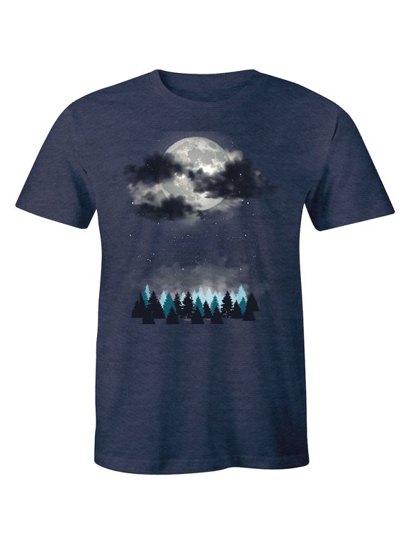 Summer Casual Moon Tree Cloud Short Sleeve Men's Gift T-Shirt