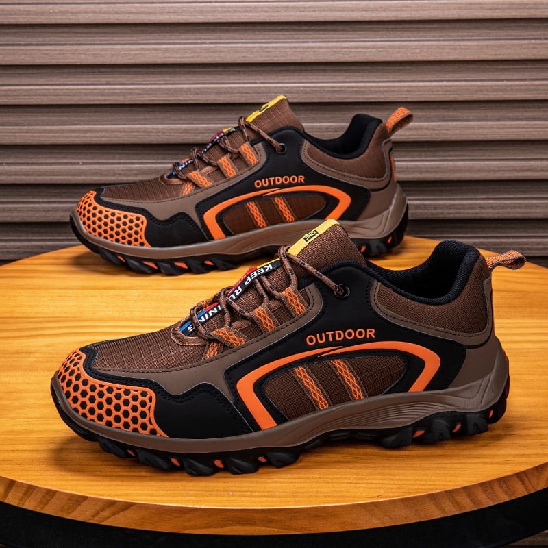 Summer Casual Outdoor Men Hiking Shoes Breathable Air Mesh Non Slip Wear Resistant Lightweight Mountain Sneakers Shock Absorbing Comfort Shoes for Hiking Adventure