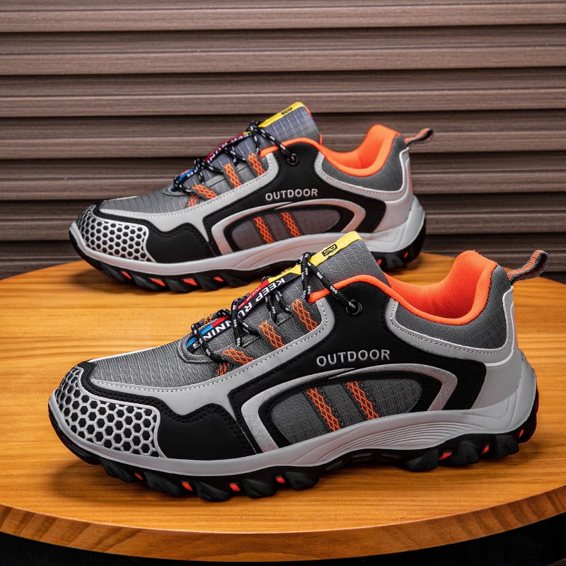 Summer Casual Outdoor Men Hiking Shoes Breathable Air Mesh Non Slip Wear Resistant Lightweight Mountain Sneakers Shock Absorbing Comfort Shoes for Hiking Adventure