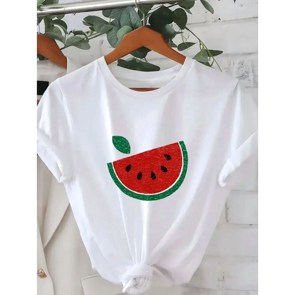Summer Casual Red Green Watermelon Slice Fruit Lover Holiday Graphic Unisex T-Shirt up to size 5XL