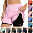 thumbnail image 1 of Summer Casual Shorts for Womens Elastic Waist Plus Size Fashion Solid Color Ribbed Casual Knitted Elastic Waist Sports Shorts With Pockets, 1 of 9