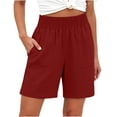 thumbnail image 1 of Summer Casual Shorts for Womens Plus Size Fashion Cotton and Linen Solid Color Shorts Lightweight High Waist Pockets Shorts, 1 of 6