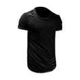 thumbnail image 1 of Summer Casual Solid Short Sleeve Perforated T Shirt Men Men Dark Shirt T Shirts Unisex Have It Tall Mens T Shirt V Neck T Shirts All Mens Workout T Shirts for Men Mens T Shirt Shirt for Men Fashion, 1 of 4