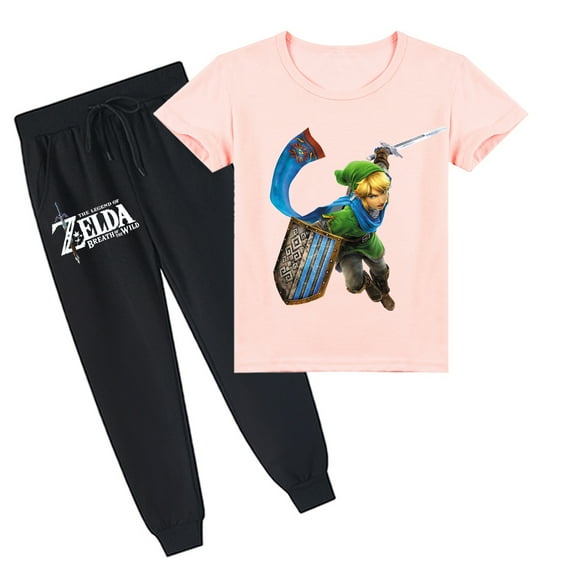 Summer Casual Sporty Set: Boys and Girls The Legend of Zelda Cotton Short Sleeve T-shirt & Pants