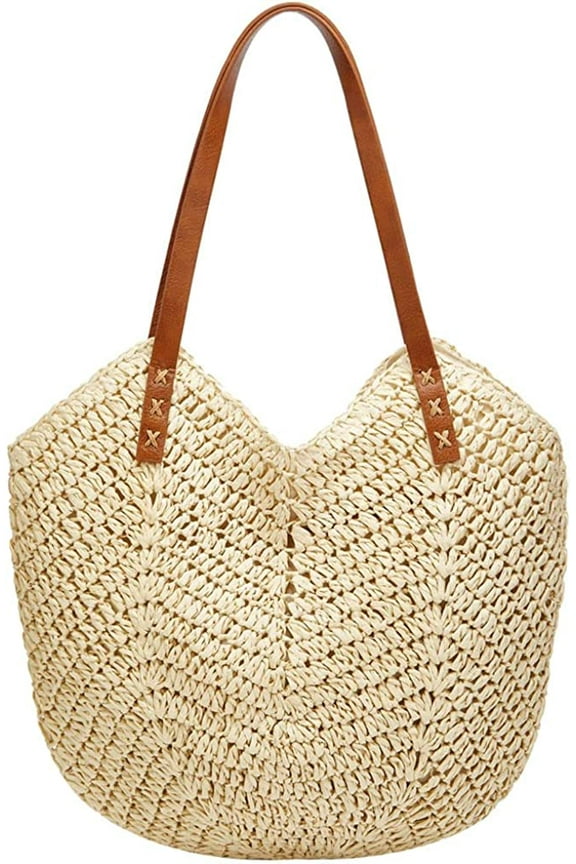 Summer Casual Straw Tote Bag Large Capacity Woman Woven Shoulder Handbag for Summer Beach Vocation