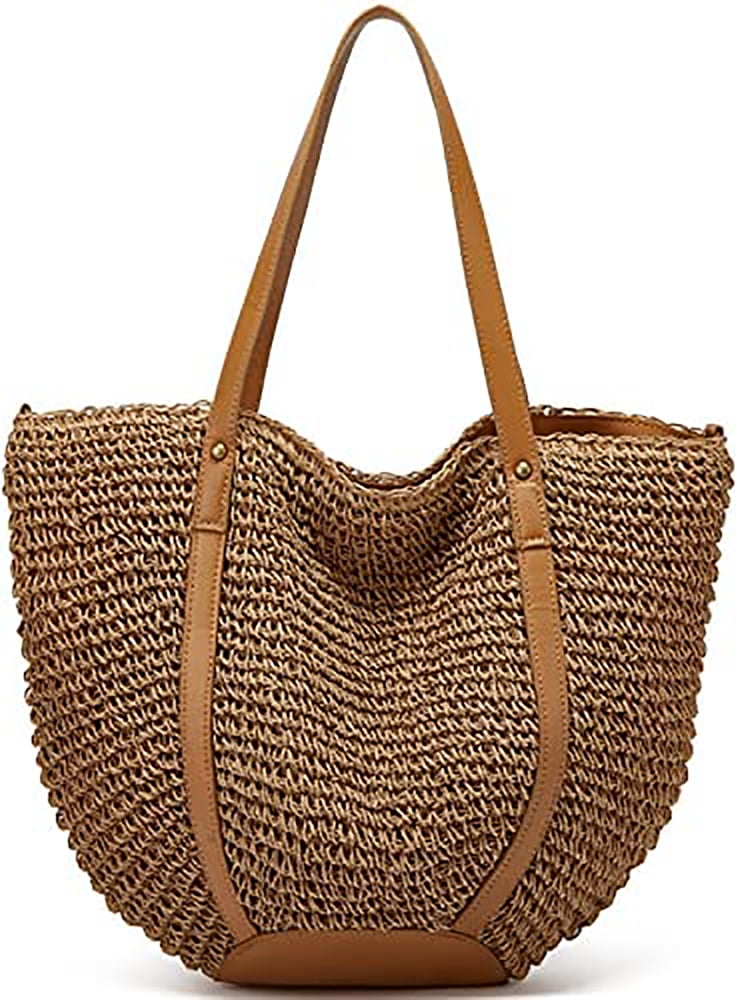 Walmart Summer Casual Large Capacity Straw Tote Bag, Woman's Woven ...