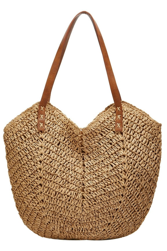 Summer Casual Straw Tote Bag Large Capacity Woman Woven Shoulder Handbag for Summer Beach Vocation